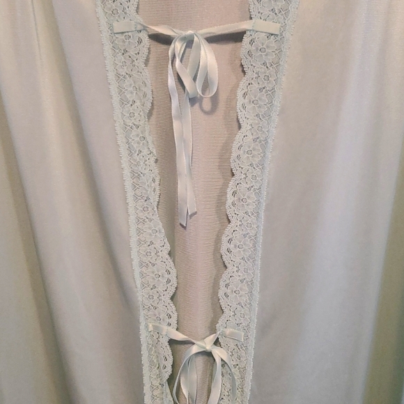 Vanity Fair Deadstock Night Robe LACY VTG Elegant Tie Front Pocket Pastel Green - Picture 6 of 15